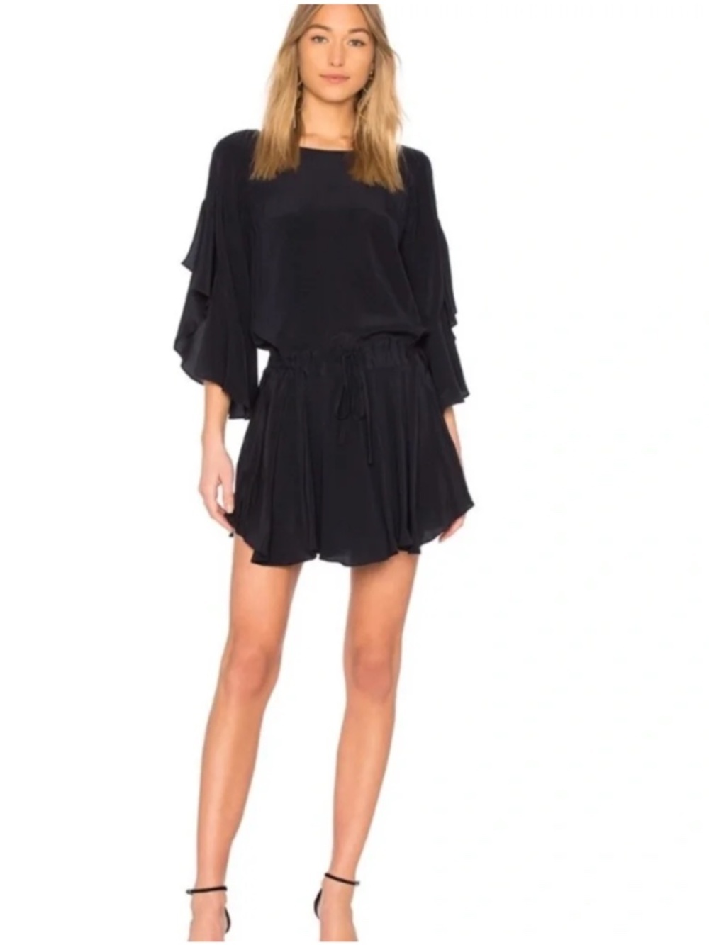 A.L.C. Cannon Draped-sleeves Silk Mini Dress In Midnight 10